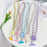 フラワー手編みデザインスマホストラップ