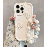 ハートパールストラップ付スマホケース