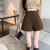 カジュアルハイウエストワイドショートパンツ